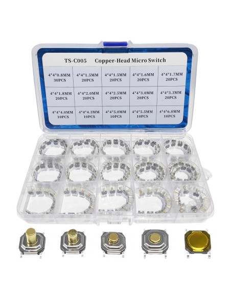 Kit de Interruptores Táctiles SMD Metal 240pcs 4x4mm Xiangyin