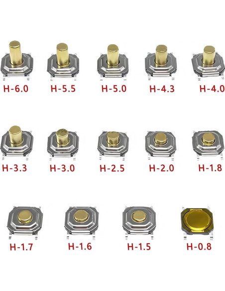 Kit de Interruptores Táctiles SMD Metal 240pcs 4x4mm Xiangyin