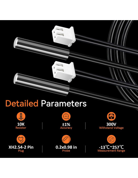 Sensor de Temperatura AOHIEDI B3950 NTC 10k Impermeable 5PCS