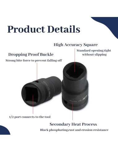 Juego de 9 Enchufes de Tap Cuadrados ZEMBSOYA M6 a M24
