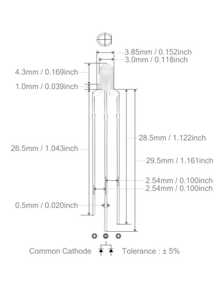 Diodos LED Bicolor 3mm CHANZON 100 Piezas Rojo Verde-Amarillo