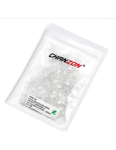 Diodos LED Bicolor 3mm CHANZON 100 Piezas Rojo Verde-Amarillo