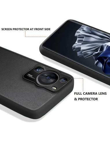 Funda Huawei P60 PRO Luhuanx Cuero Negro Ultra Delgada