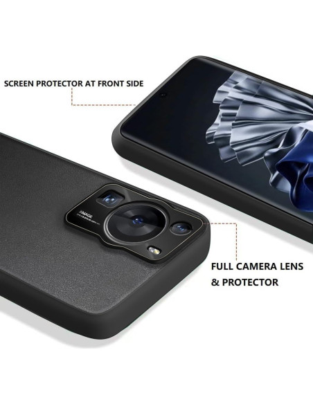 Funda Huawei P60 PRO Luhuanx Cuero Negro Ultra Delgada