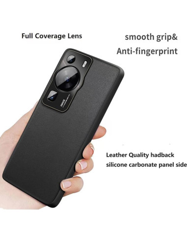 Funda Huawei P60 PRO Luhuanx Cuero Negro Ultra Delgada