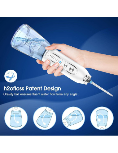 Irrigador Dental Portátil H2ofloss HF-6 5 Modos IPX7 300ml