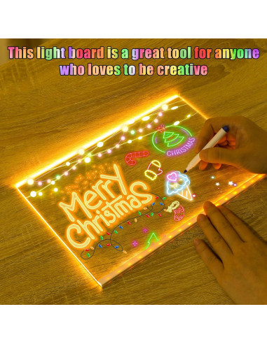 Tablero de Notas LED Qiloos 30x20 cm Acrílico Multicolor