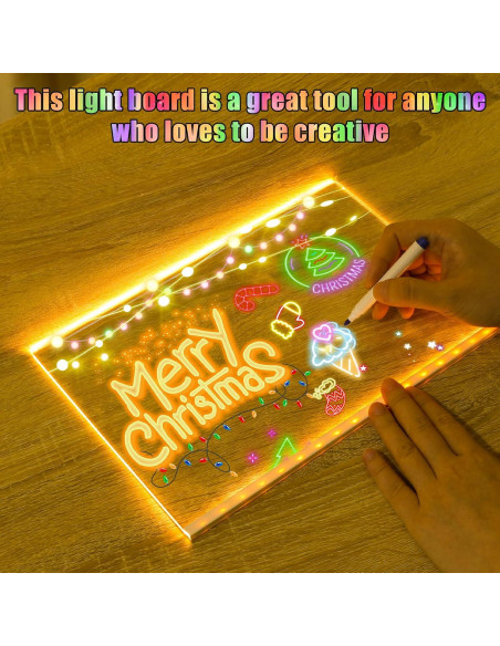 Tablero de Notas LED Qiloos 30x20 cm Acrílico Multicolor