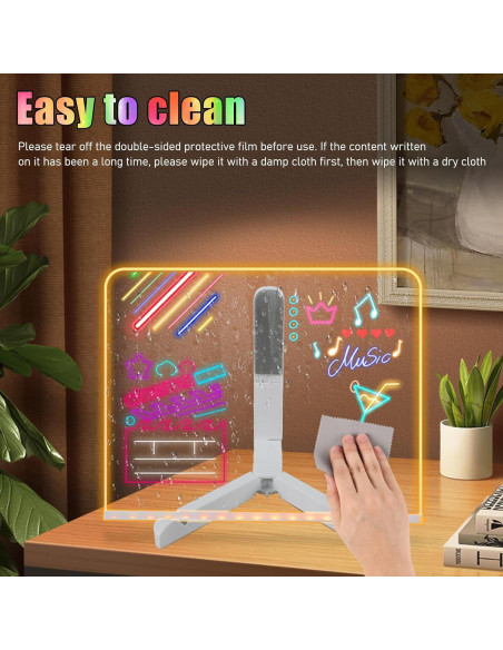 Tablero de Notas LED Qiloos 30x20 cm Acrílico Multicolor