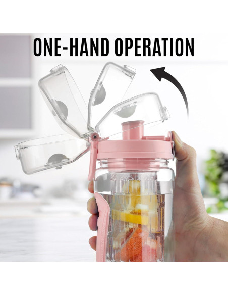 Botella de Agua Infusora Zulay 0.95L Rosa Aislada