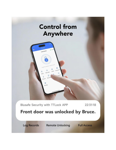Cerradura Inteligente Biométrica Blusafe Apollo - Control Remoto