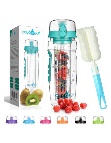 Botella de Agua Infusora AquaFrut 0.95L Libre de BPA Verde