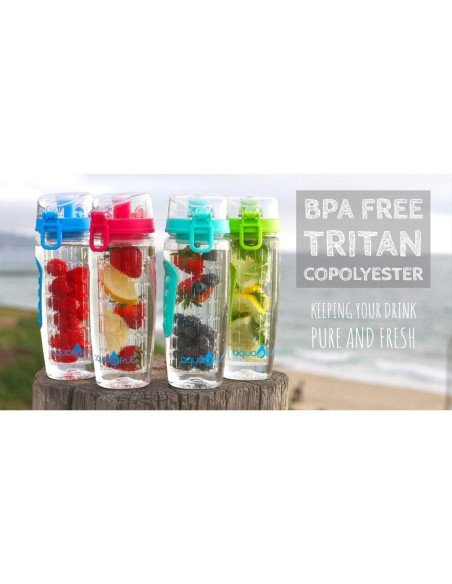 Botella de Agua Infusora AquaFrut 0.95L Libre de BPA Verde Botella de Agua Infusora AquaFrut 0.95L Libre de BPA Verde