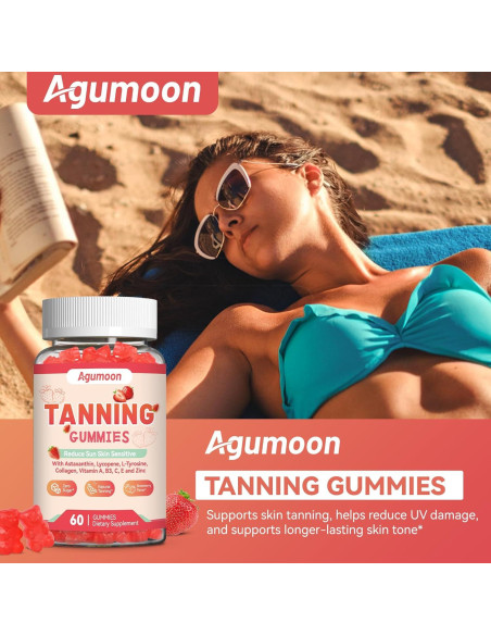 Gomitas Bronceadoras Veganas Agumoon - 60 Unidades con Colágeno