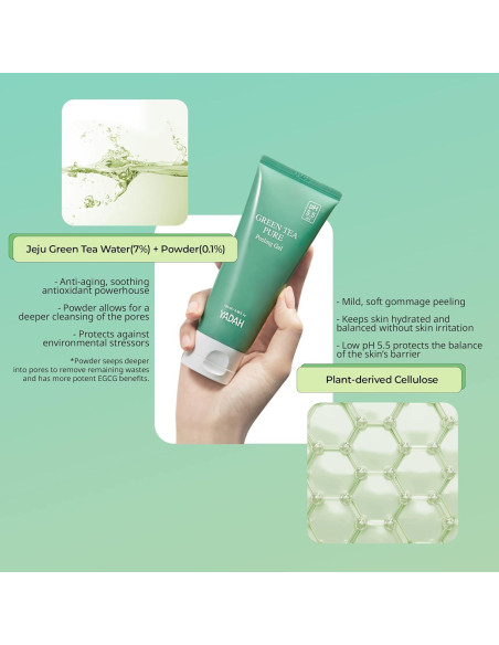 Gel Exfoliante YADAH de Té Verde 100 ml - pH 5.5, Vegano Gel Exfoliante YADAH de Té Verde 100 ml - pH 5.5, Vegano