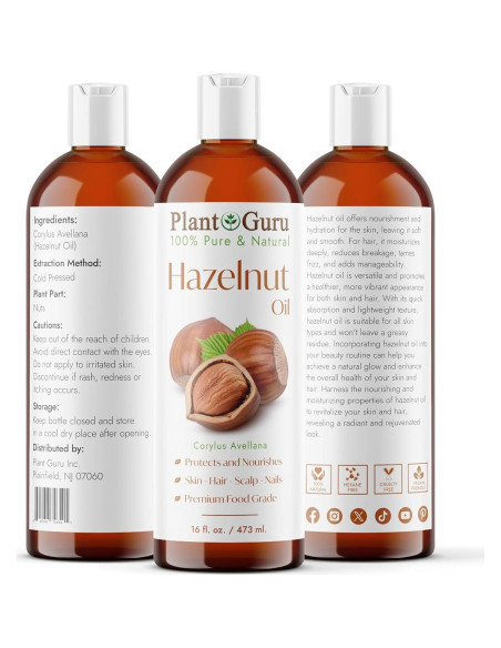 Aceite de Avellana 473 ml Prensado en Frío 100% Puro Natural