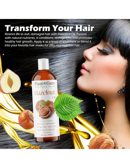 Aceite de Avellana 473 ml Prensado en Frío 100% Puro Natural