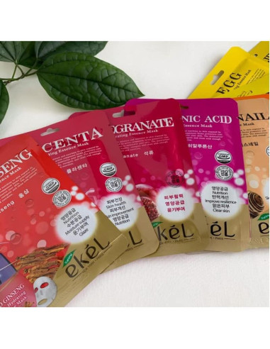 Paquete de 22 Máscaras Faciales Hidratantes EkeL Coreanas