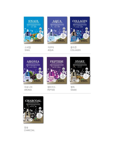 Paquete de 22 Máscaras Faciales Hidratantes EkeL Coreanas