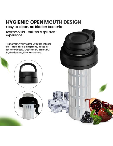 Botella Infusora Aquafault 1000ml Acero Inoxidable A Prueba de Fugas