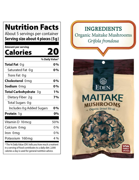 Champiñones Maitake Orgánicos Eden Secos en Rodajas 25g