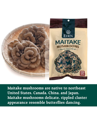 Champiñones Maitake Orgánicos Eden Secos en Rodajas 25g