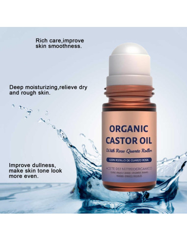 Aceite de Ricino Orgánico Dosoecse con Rodillo de Cuarzo Rosa 159g