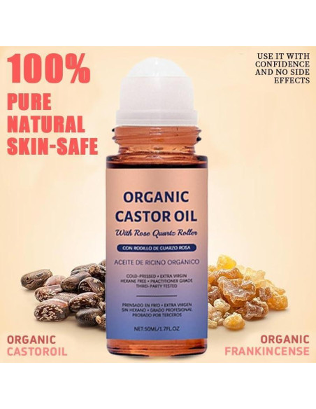 Aceite de Ricino Orgánico Dosoecse con Rodillo de Cuarzo Rosa 159g