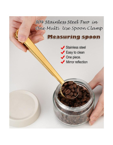 Cucharón de Café y Clips para Bolsas AKOAK - Acero Inoxidable