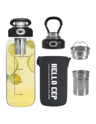 Botella de Agua de Vidrio 1006ml con Infusor CHPINDAM