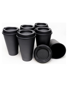 Tazas de café reutilizables Rolling Sands 6 Pk 480 ml negras