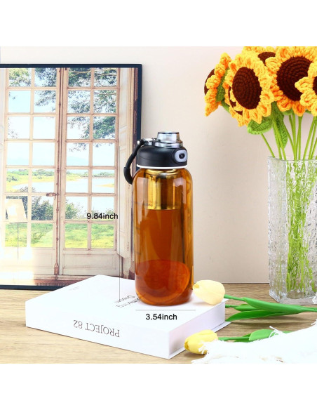 Botella de Agua de Vidrio 1006ml con Infusor CHPINDAM Botella de Agua de Vidrio 1006ml con Infusor CHPINDAM