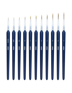 Juego de 11 Pinceles de Detalle Fino XZHY - Punta Fina Nylon