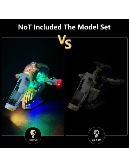 Kit de Luz LED BRIKGLOW para Lego 75433 Nave Jango Fett