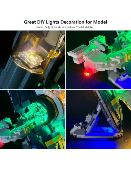 Kit de Luz LED BRIKGLOW para Lego 75433 Nave Jango Fett