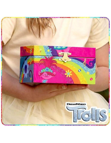 Caja de Joyería Musical Mini Tesoros Trolls 15.2x11.8x8.9cm