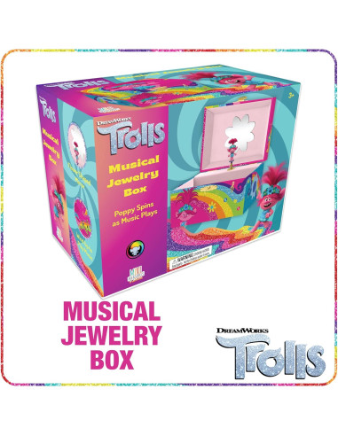 Caja de Joyería Musical Mini Tesoros Trolls 15.2x11.8x8.9cm