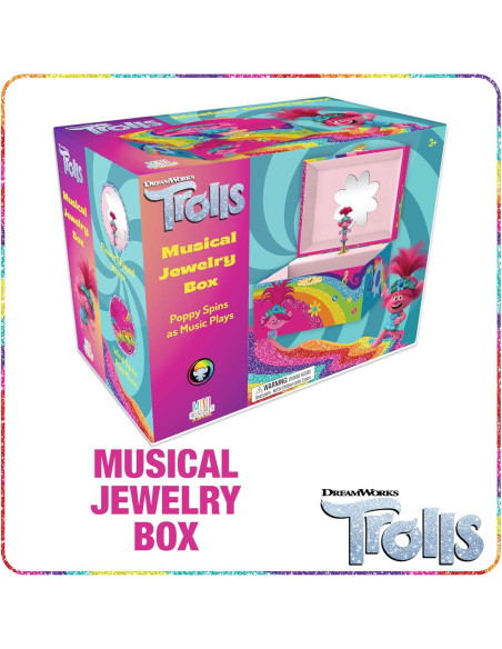 Caja de Joyería Musical Mini Tesoros Trolls 15.2x11.8x8.9cm