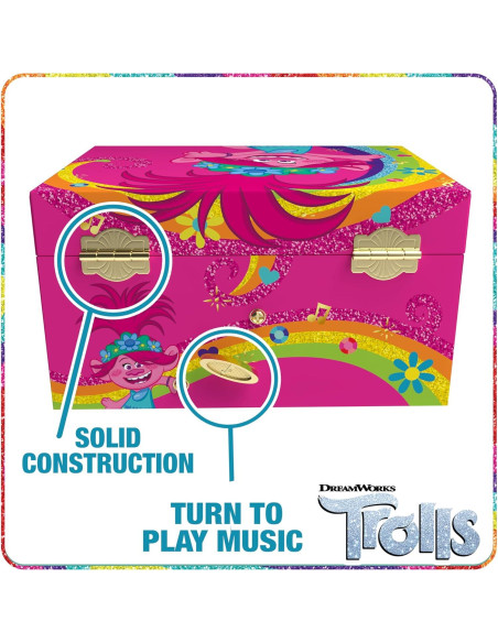 Caja de Joyería Musical Mini Tesoros Trolls 15.2x11.8x8.9cm