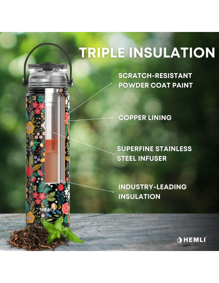 Botella de Té Aislada Hemli TeaTumbler 650 ml con Infusor