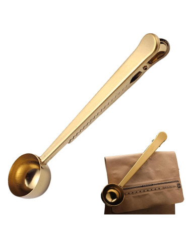 Cuchara Medidora de Café Clip EMVANV Acero Inoxidable Dorado