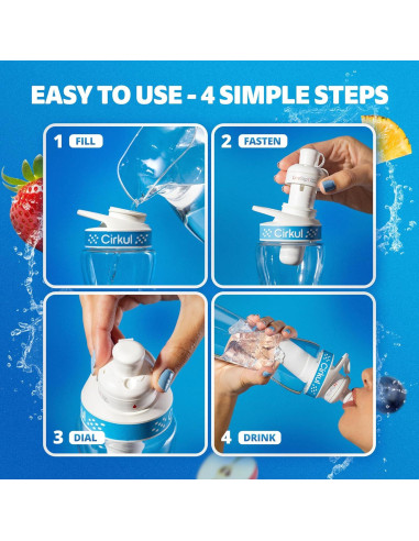 Botella de Agua Cirkul 22oz (650ml) + 2 Cartuchos Sabor