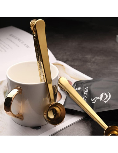 Cuchara Medidora de Café Clip EMVANV Acero Inoxidable Dorado