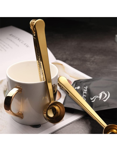 Cuchara Medidora de Café Clip EMVANV Acero Inoxidable Dorado