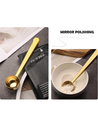 Cuchara Medidora de Café Clip EMVANV Acero Inoxidable Dorado