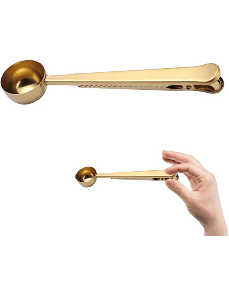 Cuchara Medidora de Café Clip EMVANV Acero Inoxidable Dorado