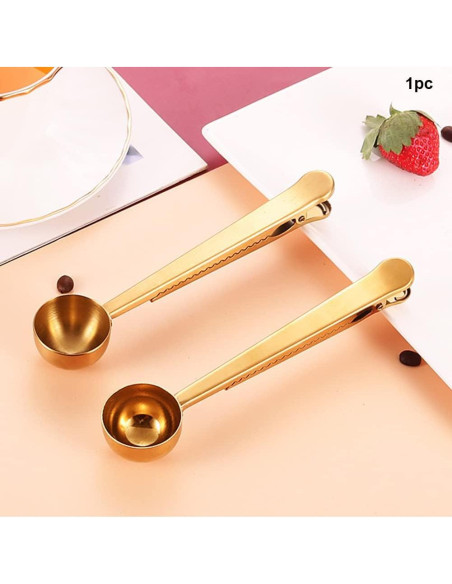 Cuchara Medidora de Café Clip EMVANV Acero Inoxidable Dorado