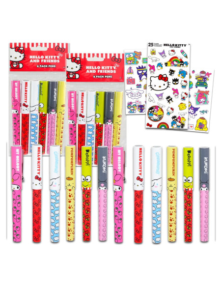 Conjunto de Fiesta de Bolígrafos Hello Kitty - 12 Piezas con Stickers