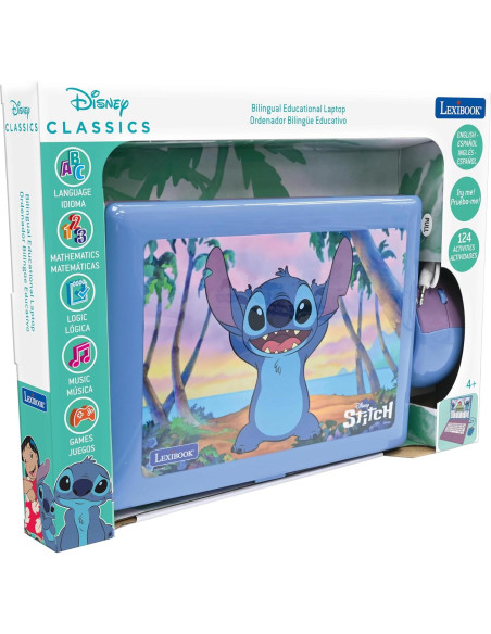 Laptop Educativa Bilingüe Lexibook Disney Stitch 124 Actividades