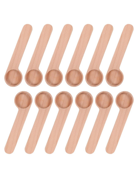 12 Cucharones de Madera con Clip para Bolsas Tobeelec
